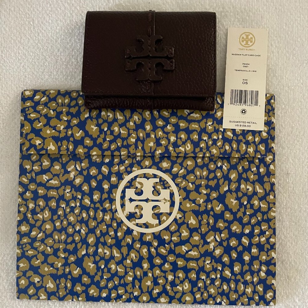Tory Burch McGraw Flap Card Case-EUC-Tempranillo